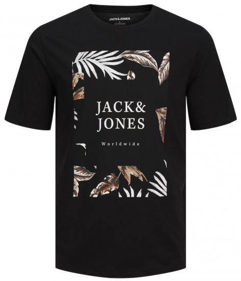 Jack & Jones JJFLOOR Black T-Shirt - T-shirts - Grote Maten T-shirts Heren