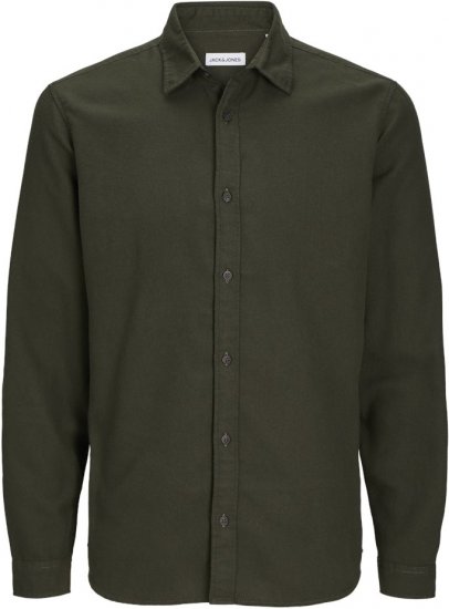 Jack & Jones JOSHUA LS Flannel Shirt Solid Green - Hemden - Overhemden Grote Maten Heren