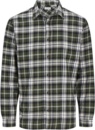 Jack & Jones JOSHUA LS Flannel Shirt Kombu Green - Hemden - Overhemden Grote Maten Heren