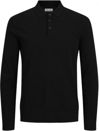 Jack & Jones FRED Long Sleeve Polo Black - Polo shirts - Grote Maten Poloshirts Heren