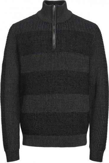 Jack & Jones HUGO Knitted Sweater with Half Zipper Black - Sweaters & hoodies - Sweaters & Hoodies Grote Maten Heren
