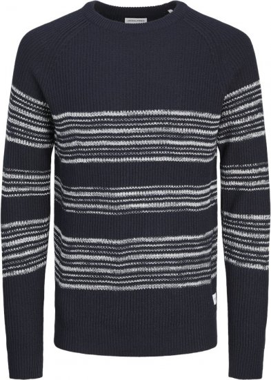 Jack & Jones PANNEL Striped Knitted Sweater Navy Blazer - Sweaters & hoodies - Sweaters & Hoodies Grote Maten Heren