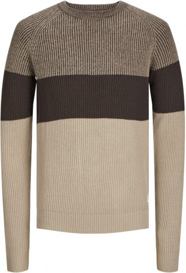 Jack & Jones PANNEL Knitted Sweater Brown - Sweaters & hoodies - Sweaters & Hoodies Grote Maten Heren