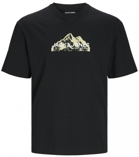 Jack & Jones JCOMOUNTAIN LOGO T-Shirt Black - T-shirts - Grote Maten T-shirts Heren