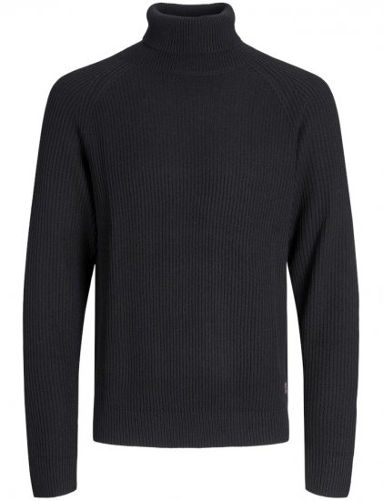 Jack & Jones Pannel Roll Neck Knit Pullover Black - Sweaters & hoodies - Sweaters & Hoodies Grote Maten Heren