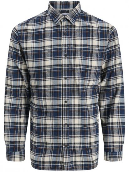 Jack & Jones James Long Sleeve Flannel Shirt Navy Blazer - Hemden - Overhemden Grote Maten Heren