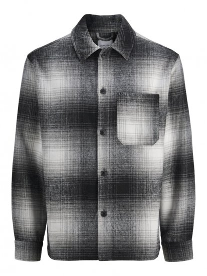 Jack & Jones Zac Long Sleeve Heavy Brush Overshirt Black - Hemden - Overhemden Grote Maten Heren