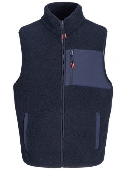 Jack & Jones Thatcher Fleece Vest Sky Captain - Bodywarmers - Bodywarmers in grote maten