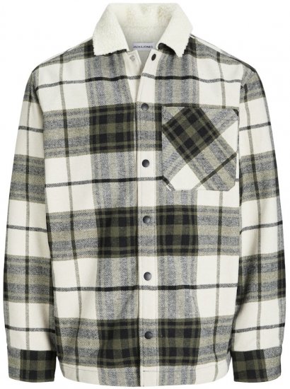 Jack & Jones Zac Teddy Long Sleeve Overshirt Jacket Dusty Olive - Jassen - Grote Maten Herenjassen