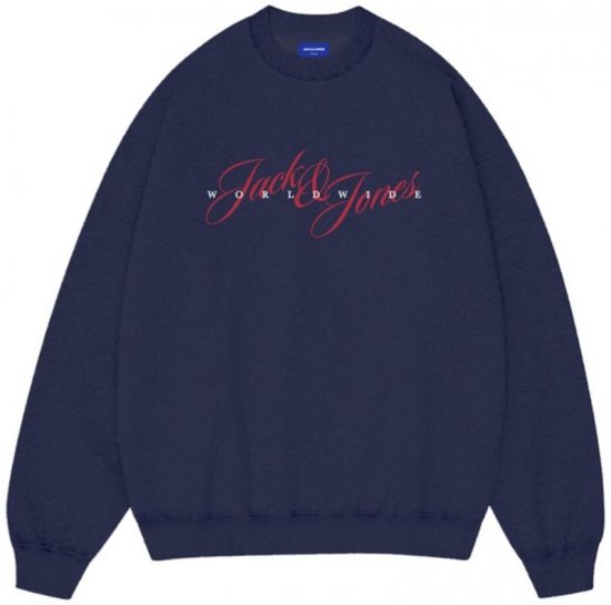 Jack & Jones Wood Crew Neck Sweatshirt Ocean Cavern - Sweaters & hoodies - Sweaters & Hoodies Grote Maten Heren