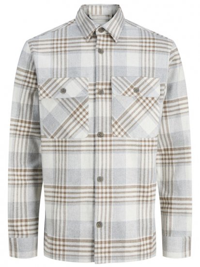 Jack & Jones Rayle Melange Check Long Sleeve Overshirt Brown - Hemden - Overhemden Grote Maten Heren