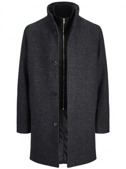 Jack & Jones Keith Standcollar Wool Blend Jacket Charcoal Grey - Jassen - Grote Maten Herenjassen