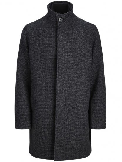 Jack & Jones Keith Standcollar Wool Blend Jacket Charcoal Grey - Jassen - Grote Maten Herenjassen