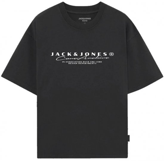 Jack & Jones Point Branding Crew Neck T-Shirt Black - T-shirts met opdruk - T-shirts met opdruk grote maten