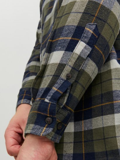 Jack & Jones JOROWEN CHECK COMFORT Shirt Olive - Hemden - Overhemden Grote Maten Heren