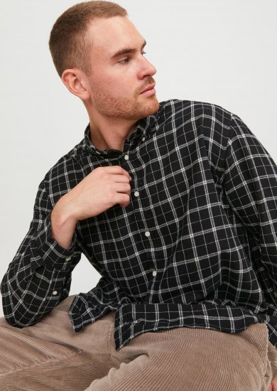 Jack & Jones JORCOZY FLANNEL CHECK SHIRT LS Black - Hemden - Overhemden Grote Maten Heren