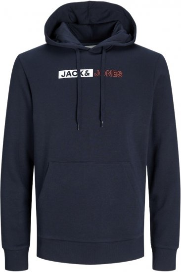 Jack & Jones CORP LOGO PLAY 5 Print Hoodie Navy Blazer - Sweaters & hoodies - Sweaters & Hoodies Grote Maten Heren