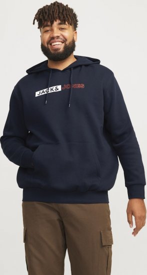 Jack & Jones CORP LOGO PLAY 5 Print Hoodie Navy Blazer - Sweaters & hoodies - Sweaters & Hoodies Grote Maten Heren