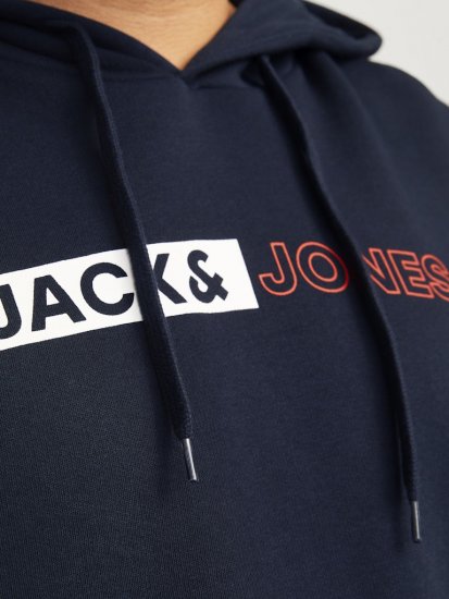 Jack & Jones CORP LOGO PLAY 5 Print Hoodie Navy Blazer - Sweaters & hoodies - Sweaters & Hoodies Grote Maten Heren