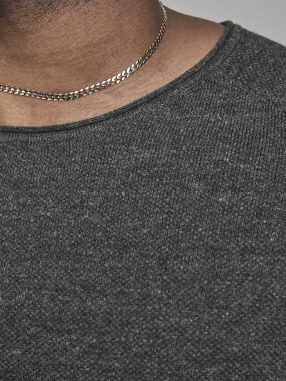 Jack & Jones HILL Knitted Sweater Dark Grey Melange - Sweaters & hoodies - Sweaters & Hoodies Grote Maten Heren