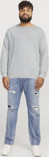 Jack & Jones HILL Knitted Sweater Light Grey Melange - Sweaters & hoodies - Sweaters & Hoodies Grote Maten Heren
