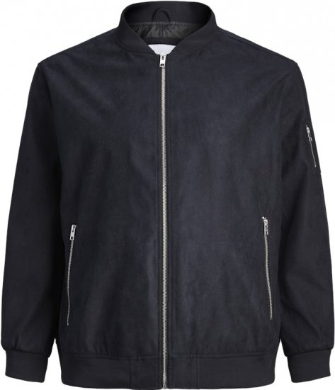 Jack & Jones ROCKY Faux Suede Bomber Jacket Jet Black - Jassen - Grote Maten Herenjassen