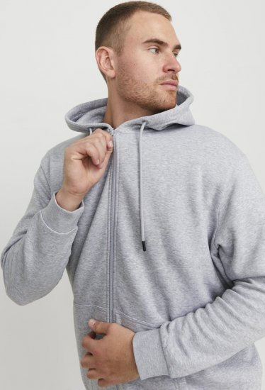 Jack & Jones BRADLEY Zip Hoodie Light Grey Melange - Sweaters & hoodies - Sweaters & Hoodies Grote Maten Heren