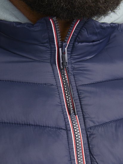 Jack & Jones SPRINT True Red Stitches Quilted Collar Jacket Navy Blazer - Jassen - Grote Maten Herenjassen