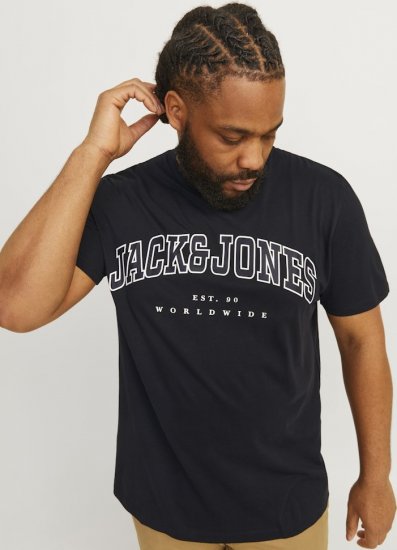 Jack & Jones CALEB VARSITY O-Neck T-Shirt Black - T-shirts - Grote Maten T-shirts Heren