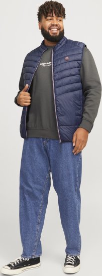 Jack & Jones SPRINT True Red Stitches BODYWARMER Navy Blazer - Jassen - Grote Maten Herenjassen