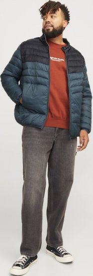 Jack & Jones SPRINT Black Blocking Quilted Collar Jacket Teal - Jassen - Grote Maten Herenjassen