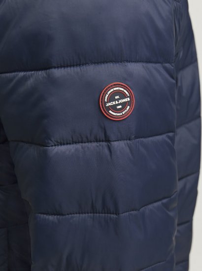 Jack & Jones SPRINT Red Stitches Quilted Hooded Jacket Navy Blazer - Jassen - Grote Maten Herenjassen