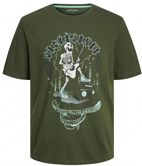 Jack & Jones JJSKULL ROCK T-Shirt Kombu Green - T-shirts - Grote Maten T-shirts Heren