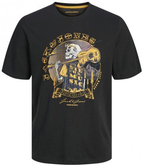 Jack & Jones JJSKULL ROCK T-Shirt Black - T-shirts - Grote Maten T-shirts Heren