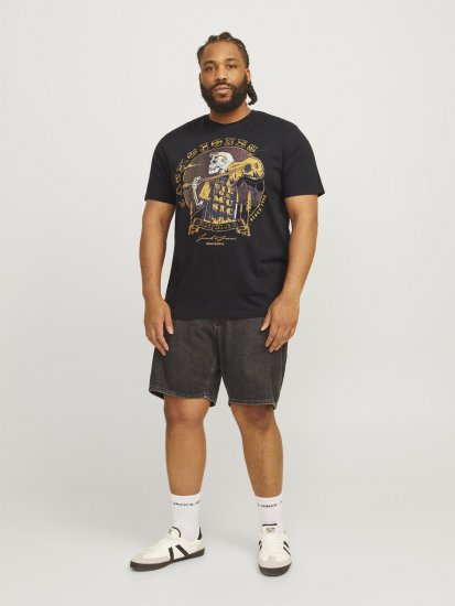 Jack & Jones JJSKULL ROCK T-Shirt Black - T-shirts - Grote Maten T-shirts Heren