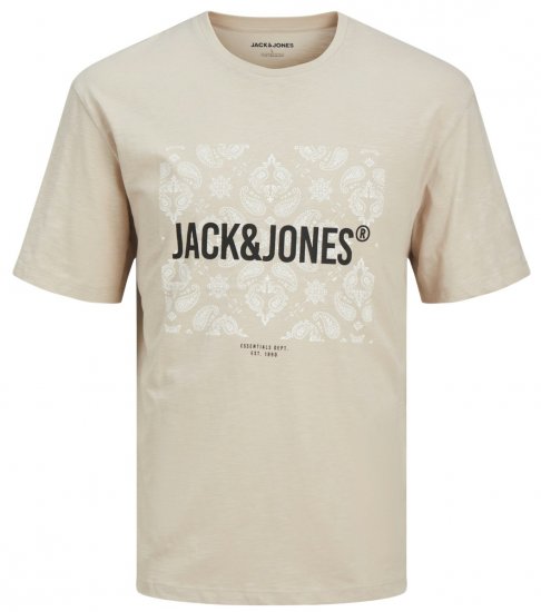 Jack & Jones JJPAISLEY T-Shirt Moonbeam - T-shirts - Grote Maten T-shirts Heren