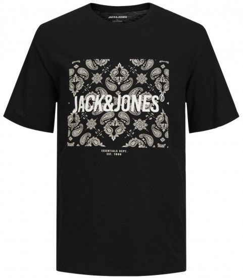 Jack & Jones JJPAISLEY T-Shirt Black - T-shirts - Grote Maten T-shirts Heren