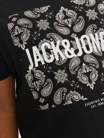 Jack & Jones JJPAISLEY T-Shirt Black - T-shirts - Grote Maten T-shirts Heren