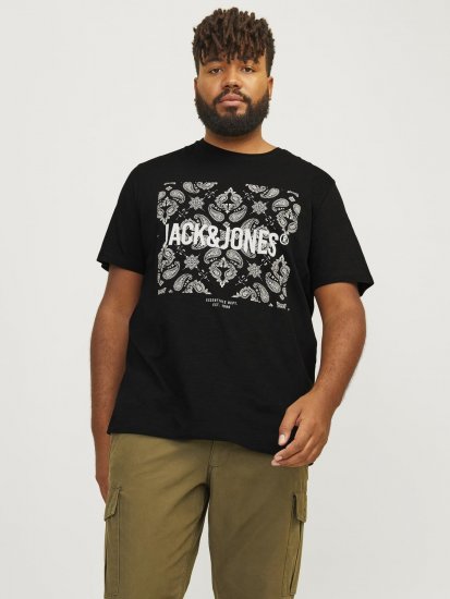 Jack & Jones JJPAISLEY T-Shirt Black - T-shirts - Grote Maten T-shirts Heren