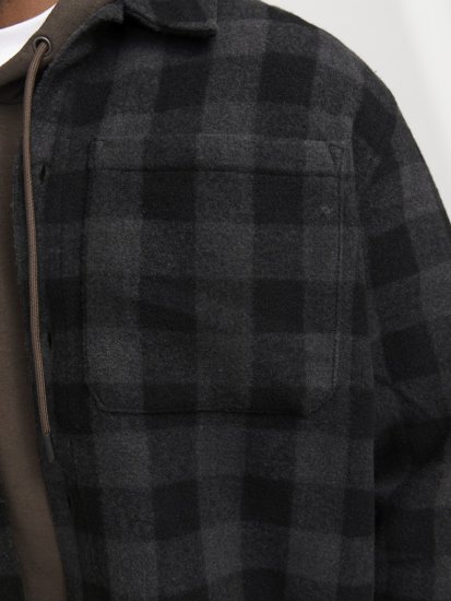 Jack & Jones ZAC BRUSHED Long Sleeve OVERSHIRT Grey - Hemden - Overhemden Grote Maten Heren