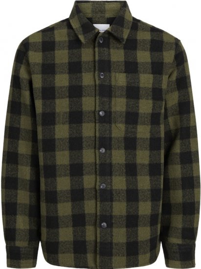 Jack & Jones ZAC Brushed Long Sleeve Overshirt Green - Hemden - Overhemden Grote Maten Heren