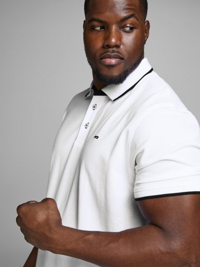 Jack & Jones PAULOS Short Sleeve Polo White/PS - Polo shirts - Grote Maten Poloshirts Heren