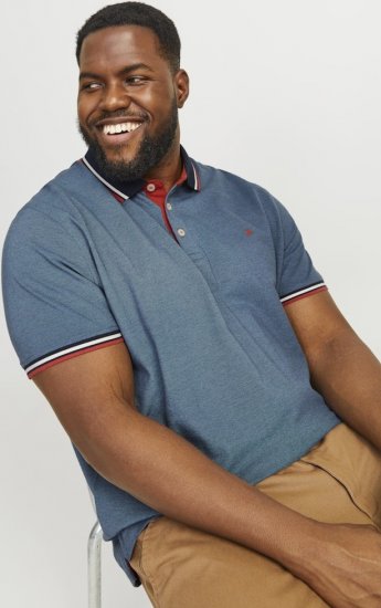 Jack & Jones PAULOS Short Sleeve Polo Denim Blue/PS - Polo shirts - Grote Maten Poloshirts Heren