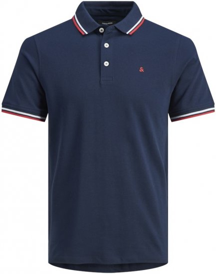 Jack & Jones PAULOS Short Sleeve Polo Navy Blazer - Polo shirts - Grote Maten Poloshirts Heren
