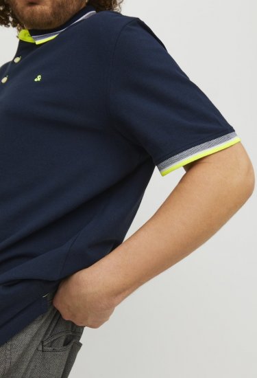 Jack & Jones PAULOS Short Sleeve Polo Dark Navy/NEON - Polo shirts - Grote Maten Poloshirts Heren