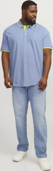 Jack & Jones PAULOS Short Sleeve Polo Light Blue/NEON - Polo shirts - Grote Maten Poloshirts Heren