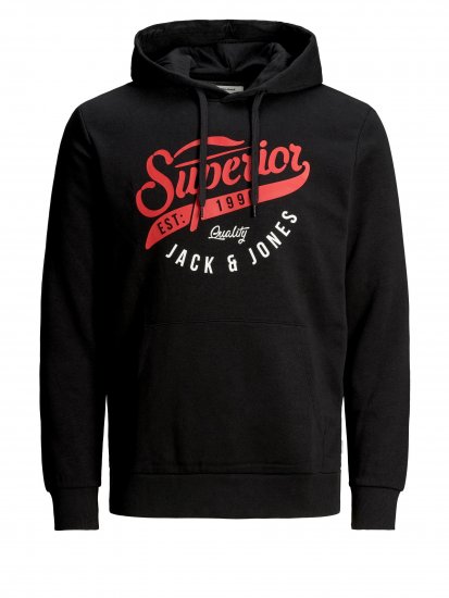 Jack & Jones Elogo Sweat Hood Black - Sweaters & hoodies - Sweaters & Hoodies Grote Maten Heren