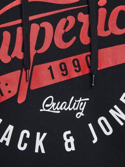 Jack & Jones Elogo Sweat Hood Black - Sweaters & hoodies - Sweaters & Hoodies Grote Maten Heren