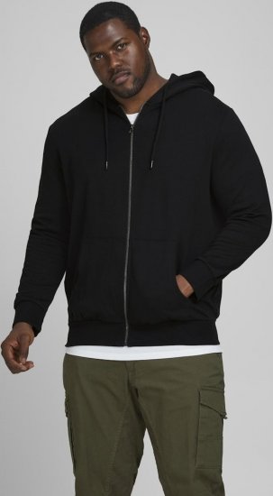 Jack & Jones Basic Sweat Zip Hood Black - Sweaters & hoodies - Sweaters & Hoodies Grote Maten Heren