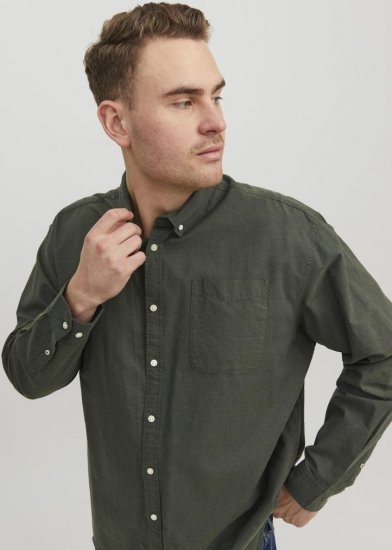 Jack & Jones OXFORD LS Shirt Green - Hemden - Overhemden Grote Maten Heren